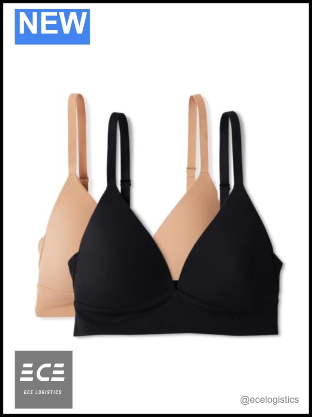 Women's Microfiber Lined V-Neck Bralette 2-Pack Everyday Wire Free Bra